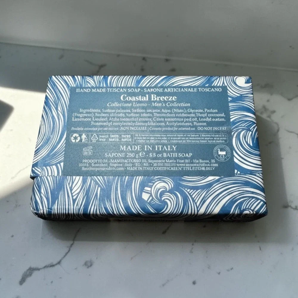 Florence Bath Soap Mens 8.8oz Blue New Coastal Breeze Handmade Italy Artisan